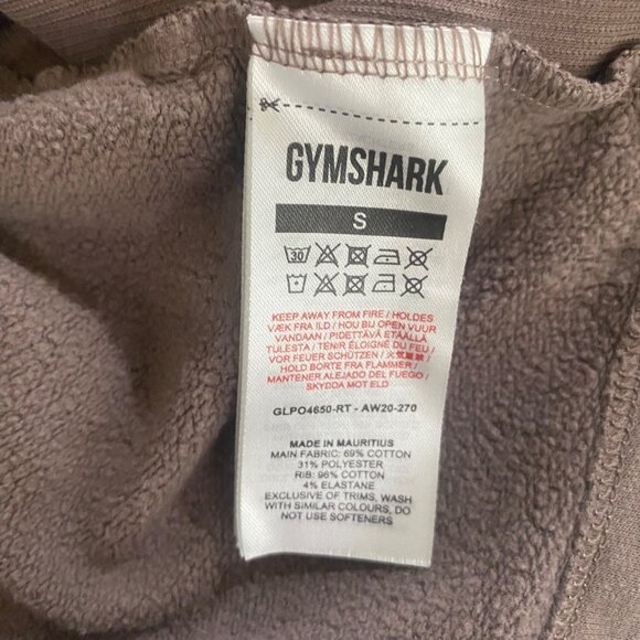 Gymshark Legacy Cropped Hoodie Top Womens Size S Brown Fitness Athleisure Pullo - Picture 7 of 8